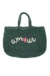 Zusss strandtas met borduur amour donker groen