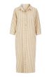 Zusss linnen streep jurk off white / taupe