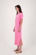 Zusss lange t-shirt jurk met split fel roze