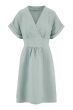 Zusss linnen overslag jurk vergrijsd blauw