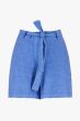 Zusss linnen short met strik ceintuur blauw