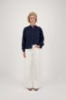 Zusss blouse lange mouw structuur bloem blauw