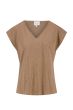 Zusss top slub met v hals met zak taupe