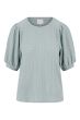 Zusss pofmouw top van crinkle stof vergrijsd blauw
