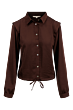  Zusss satijnen blouse met schouderdetail bruin