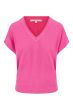 Zusss fijnbrei top met v-hals fel roze