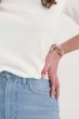 Zusss armband elastiek kraal lichtroze/kaki