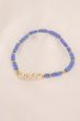 Zusss kralenarmband met tekst luck lavenderblauw