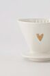 Zusss koffiefilterhouder keramiek hartje wit/goud
