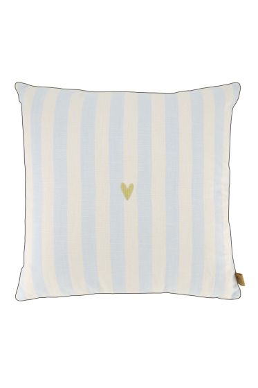 Zusss kussen hartje streep 45x45 zand/blauw