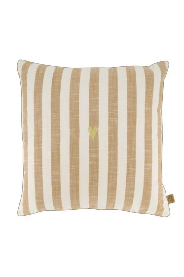 Zusss kussen hartje streep 45x45 zand/camel