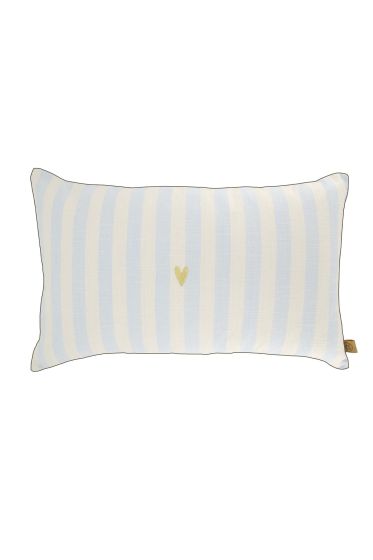 Zusss kussen hartje streep 60x35 zand/blauw