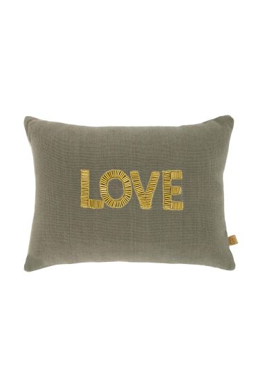 Zusss kussen love 25x35cm antracietgrijs/goud