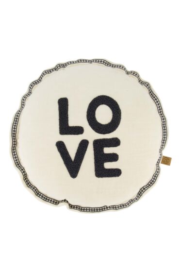 Zusss kussen rond love 45cm zand/antracietgrijs