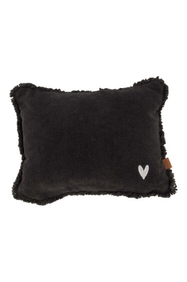 Zusss kussen velvet zilver hartje 35x25cm antracie