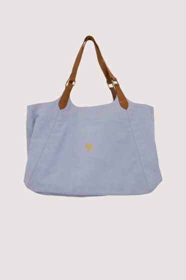 Zusss love tote bag met leren details blue-One Size