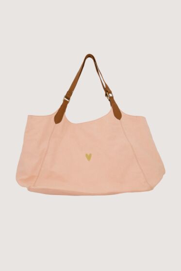 Zusss love tote bag met leren details pink-One Size
