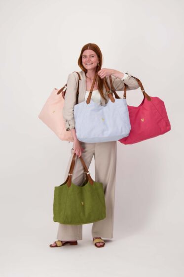 Zusss love tote bag met leren details raspberry