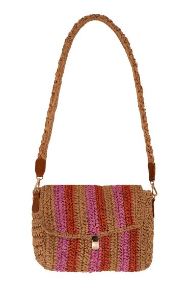 Zusss raffia schoudertas met streep