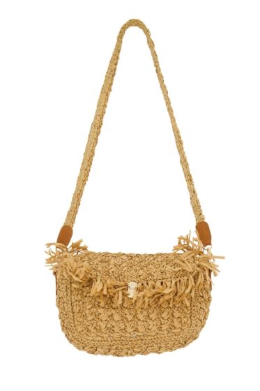 Zusss raffia schoudertas met fringe