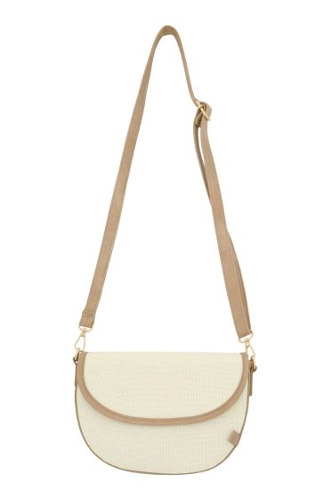 Zusss tas halvemaan in structuur stof off white