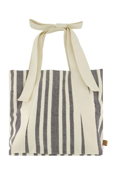 Zusss tas met strik hengsel gestreept wit/blauw