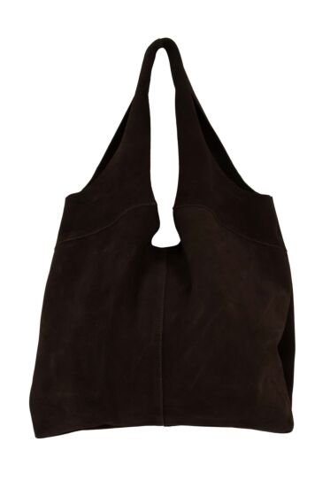  Zusss suede schoudertas chocoladebruin