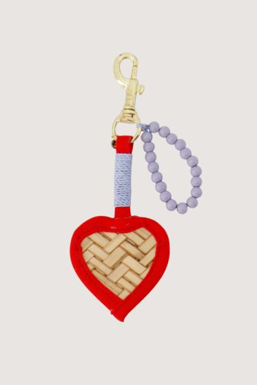 Zusss sleutel/tas hanger met gevlochten hart blue-One Size