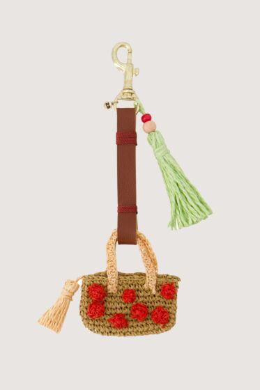 Zusss sleutel/tas hanger met gehaakt tasje roze-One Size