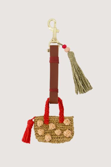 Zusss sleutel/tas hanger met gehaakt tasje rood-One Size