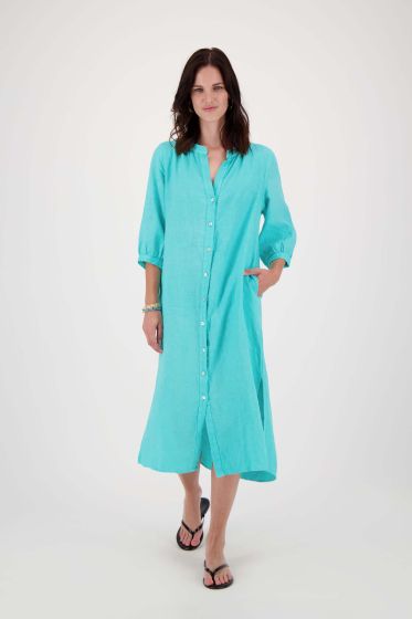 Zusss mousseline tuniek met kraag turquoise