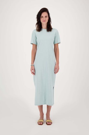 Zusss lange t-shirt jurk met split vergrijsd blauw