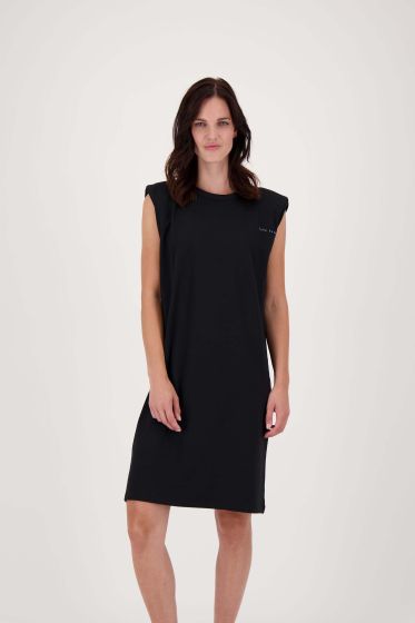 Zusss jersey jurk met schoudervullingen zwart