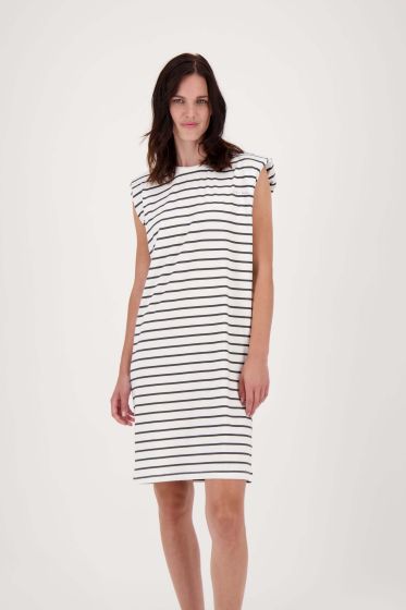 Zusss jersey streep jurk met schoudervullingen
