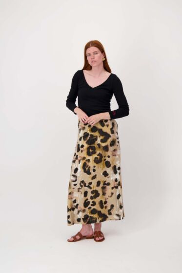 Zusss wijde rok in vlekken print