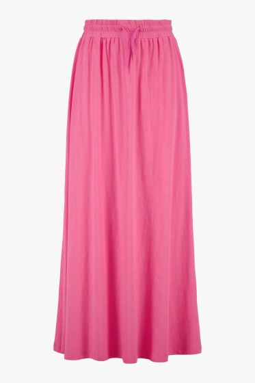 Zusss lange wijde jersey rok fel roze