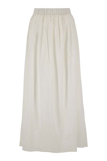 Zusss lange katoenen rok met borduur off white