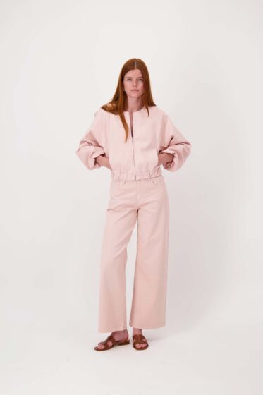 Zusss wideleg jeans gekleurd light pink