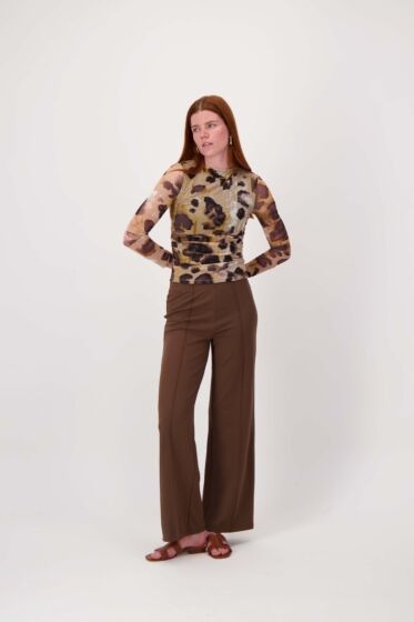 Zusss stretch broek met naad choco