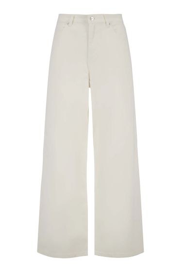 Zusss denim stretch broek wijd model wit