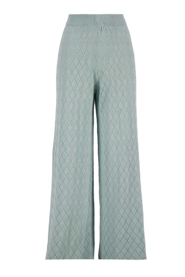 Zusss gebreide broek ajour grijsblauw