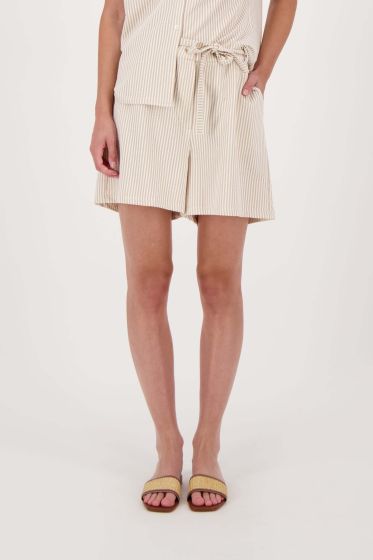 Zusss streep structuur short met strik ceintuur