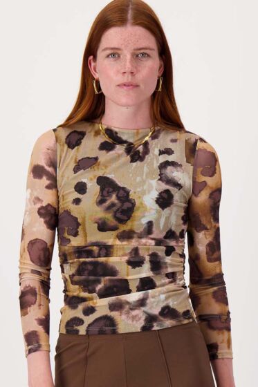 Zusss mesh top met vlekken print