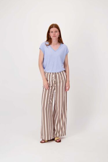 Zusss V hals top met lurex boord