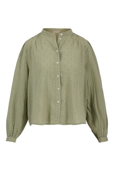 Zusss blouse in structuur lange mouw kaki