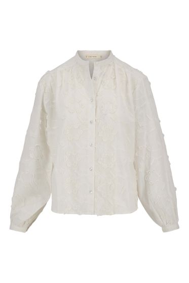 Zusss blouse lange mouw structuur bloem wit