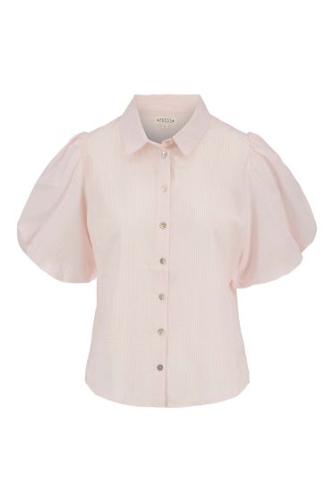 Zusss blouse met ballon mouw in streep wit/roze