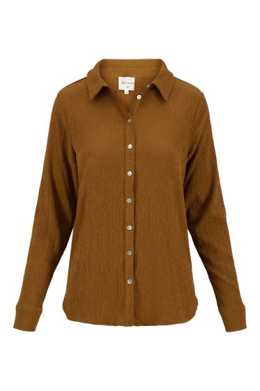 Zusss crincle blouse 3/4 mouw camel