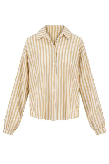 Zusss linnen streep blouse off white / taupe