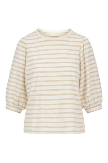 Zusss pofmouw top gestreept jersey off white/ecru